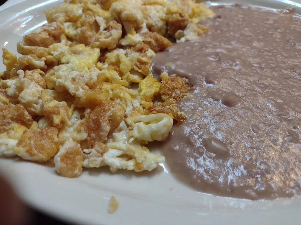 Chicharron Con Huevo and Beans Plate